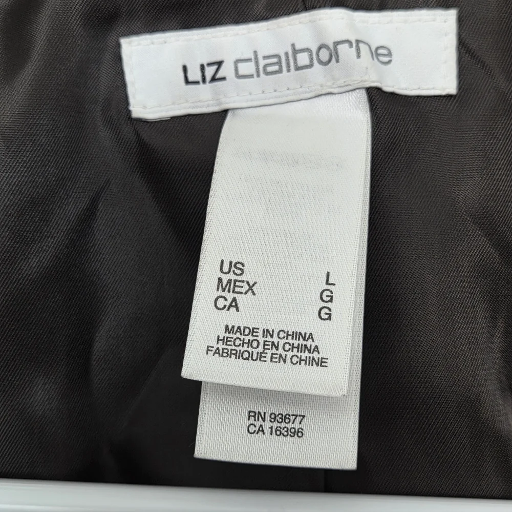 Liz Claiborne brown leather vest zip up large - Picture 3 of 10